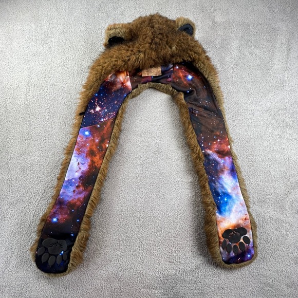 SpiritHoods Accessories - SpiritHoods Grizzly Bear Galaxy Collector Edition Faux Fur Hood Scarf Brown Rave